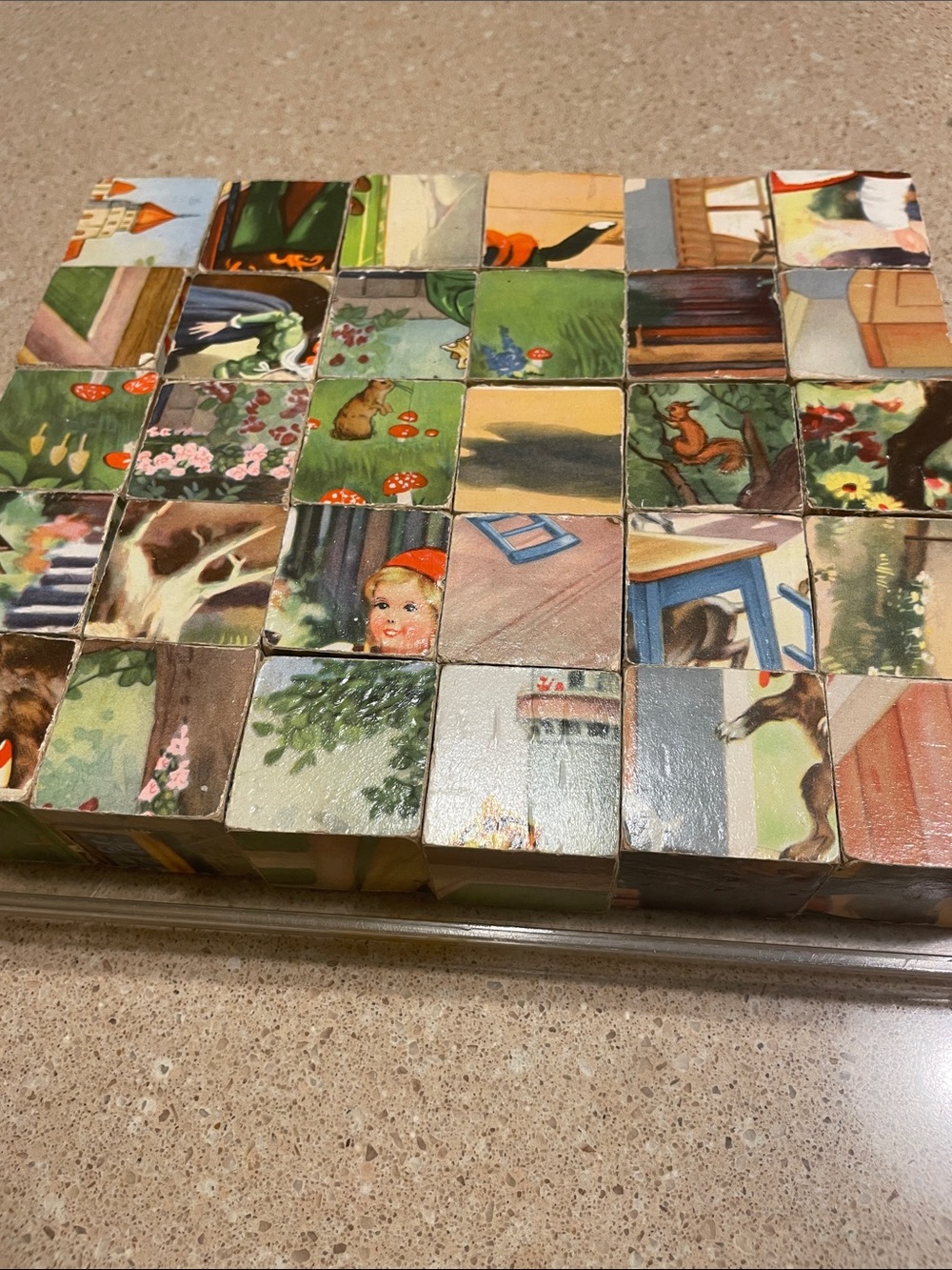 Vintage Herbart Spiele Mixed Media Wooden Picture Blocks - Made in Germany